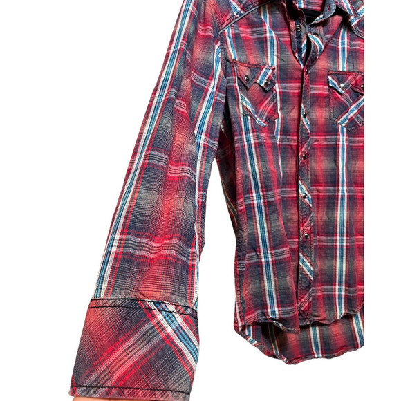 Rock & Roll CowBoy Men’s Snap On Long Sleeve Plaid Shirt - Picture 5 of 7